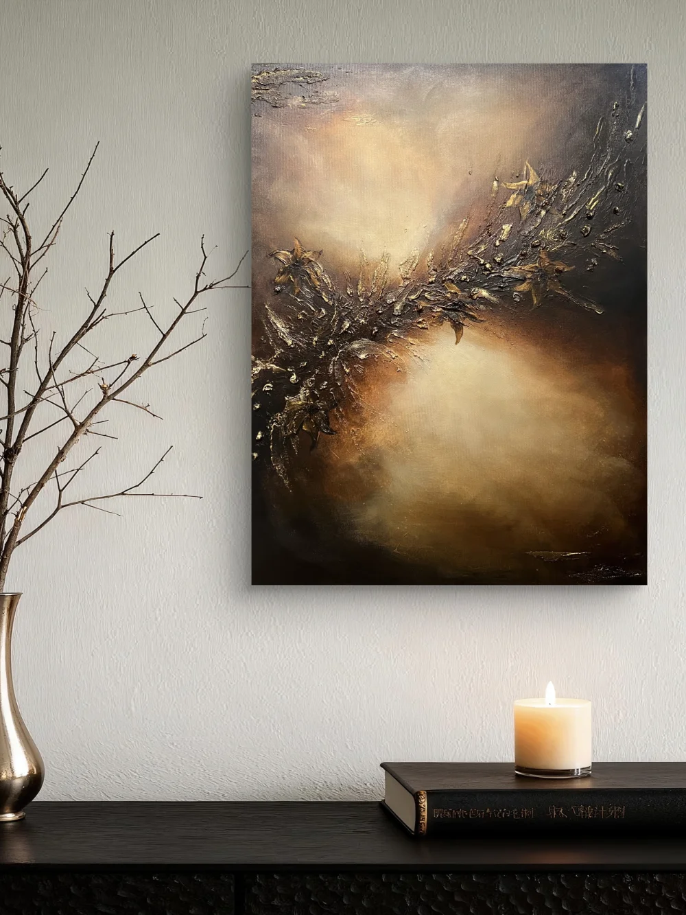 Abstrakt konst, tavla Emberwake Corrosion med textur av konstnären Madelene Stoor, Staar Art