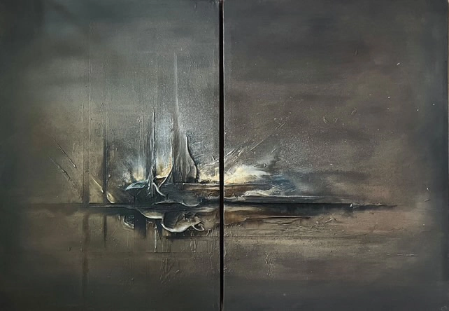 Celestial echoes (PAR) a´70x105cm orginalverk av konstnären Madelene Stoor Staar Art, Sundsvall