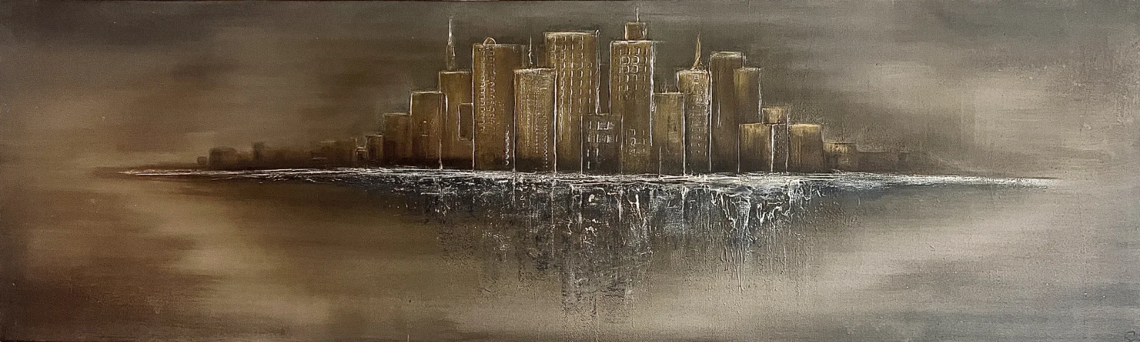 Veiled metropolis 180x55cm, orginalverk av konstnären Madelene Stoor Staar Art, Sundsvall